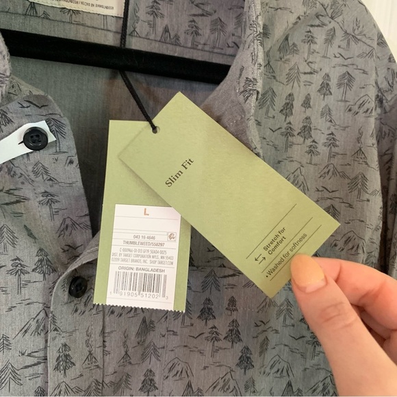 NWT Goodfellow & Co Men’s Long Sleeve Button-Down Grey Shirt, size L Slim Fit - Picture 3 of 9